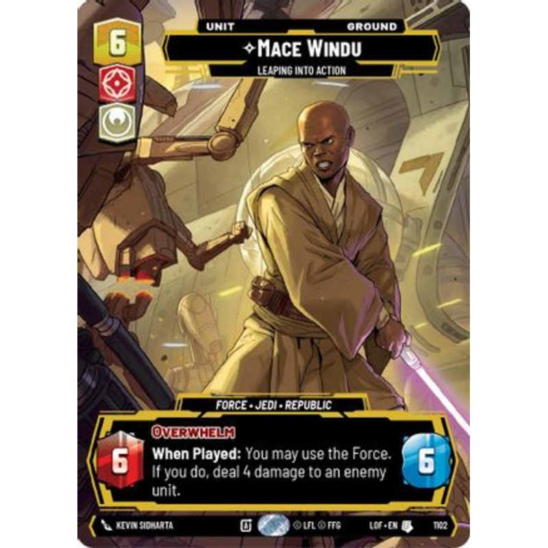 Mace Windu – Leaping into Action (Prestige Foil) (1102) – Legends of the Force Foil Near Mint