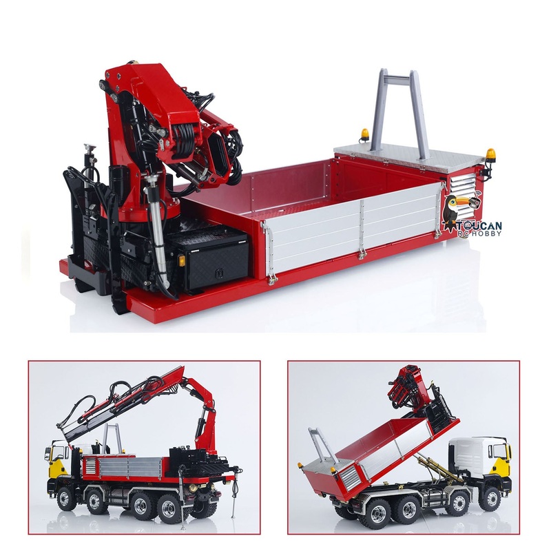 Metal Cargo Box Hydraulic Crane for LESU 1/14 Roll on Off Dumper Truck Tipper Car Engineering Vehicle Model DIY Accessories Unpainted & Unassembled