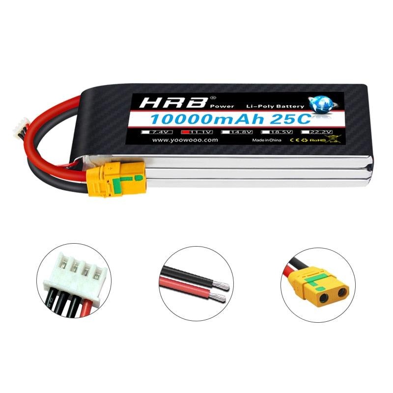 HRB 3S  11.1V 10000mah Lipo Battery – 25C XT60 T EC2 EC3 EC5 XT90 XT30 for For RC Car Truck Monster Boat Drone RC Toy XT150 China