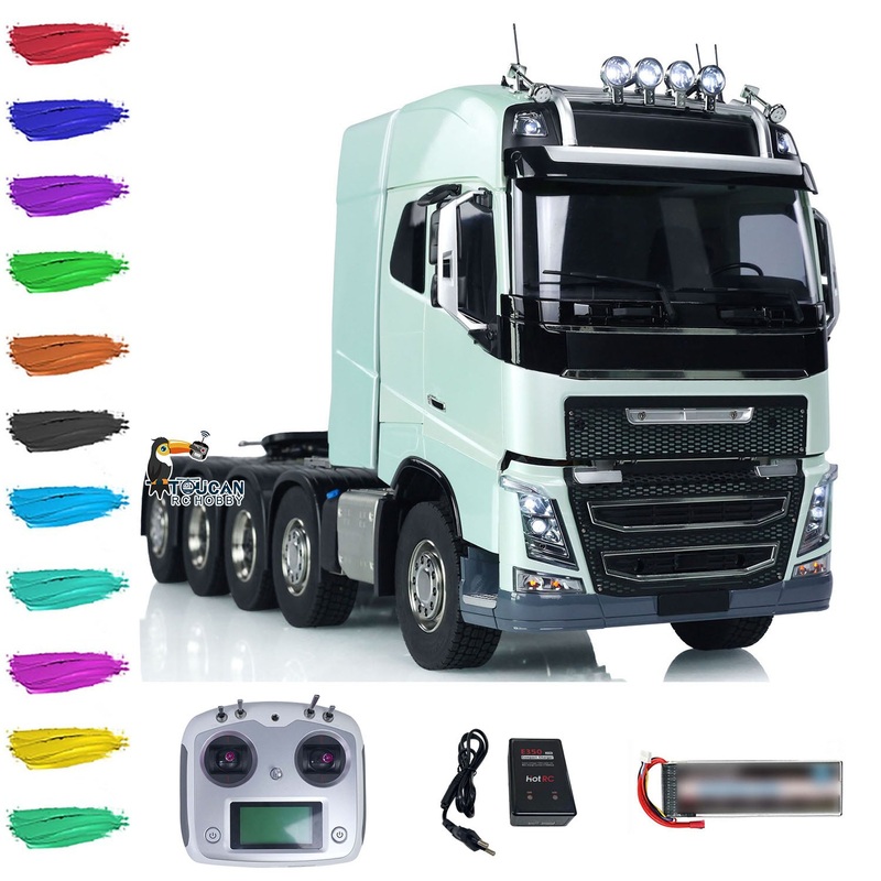 10×10 1/14 FH750 Metal Chassis RC Truck Remote Control Tractor Car FH16 RTR Electric DIY Model Light Sound System ESC Servo Motor
