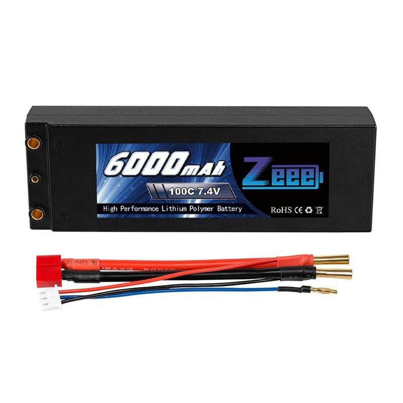 Zeee Lipo Battery 6000mAh 7.4V 100C 2S Lipo RC Car Battery with Deans T Plug 2S RC Lipo Battery for Car Boat Truck Truggy Buggy FPV Drone Battery Deans Plug China