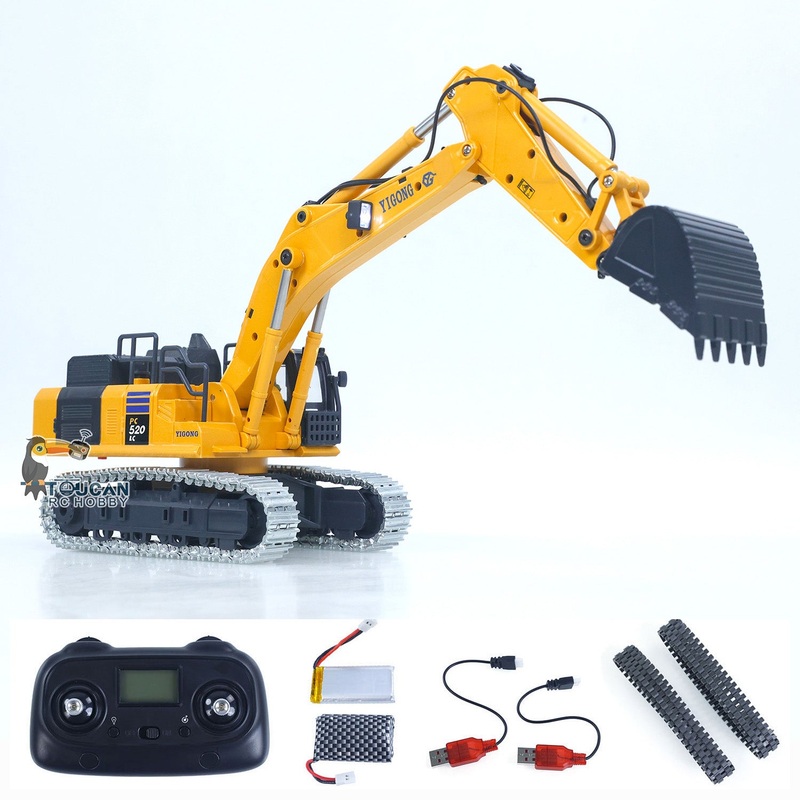 1/50 RC Digger PC520 Electric Lifting Radio Control Excavator Engineering?Vehicle Metal Tracks Lights Sound Small Toy Collection