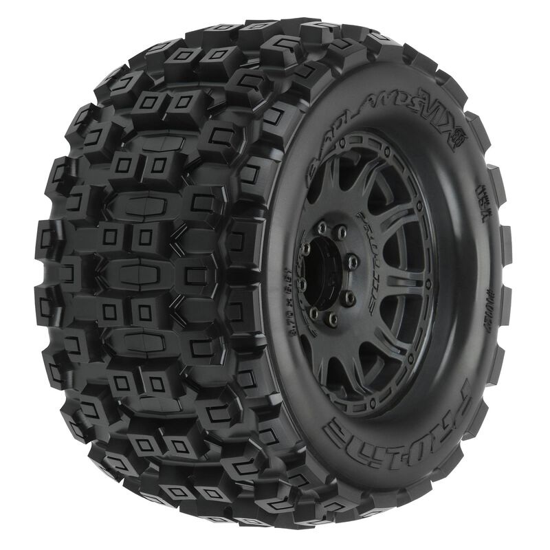 Pro-Line 1/8 Badlands MX38 F/R 3.8″ MT Tires Mounted 17mm Blk Raid (2)