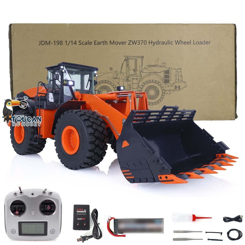JDMODEL Metal Hydraulic Loader JDM-198 1/14 RC RTR Construction Vehicles ZW370 Car Models 2-Speed Transmission Battery