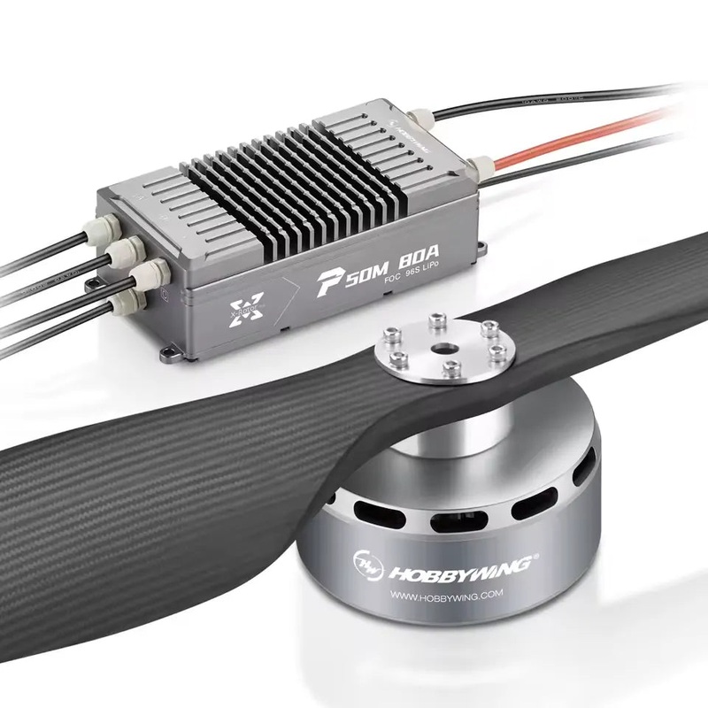 Hobbywing P50M Motor – 400V 9KV/11KV 104KG Thrust Heavy Lift Drone Motor With 80A ESC, 64×20 Inch Propellers, for 60mm Arm Large Drone P50M Power System (Motor+ESC)