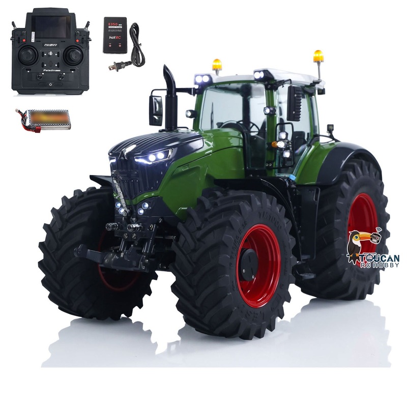 Brand New LESU AOUE 1050 4×4 1/14 Metal Hydraulic RC Tractor Radio Remote Control Model 4WD Electric Car Toy Smoking Light Sounds Battery PL18EVLite Radio System