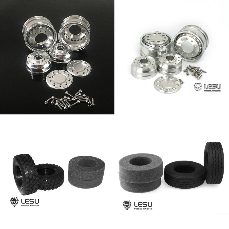 LESU Front Unpowered/ Powered Wheel Hub for 1/14 DIY TAMIYA RC Tractor Truck Trailer Radio Controlled Dumper Hobby Model Axle Hex Brake 1Pair Wheel Hub-Bearing Type
