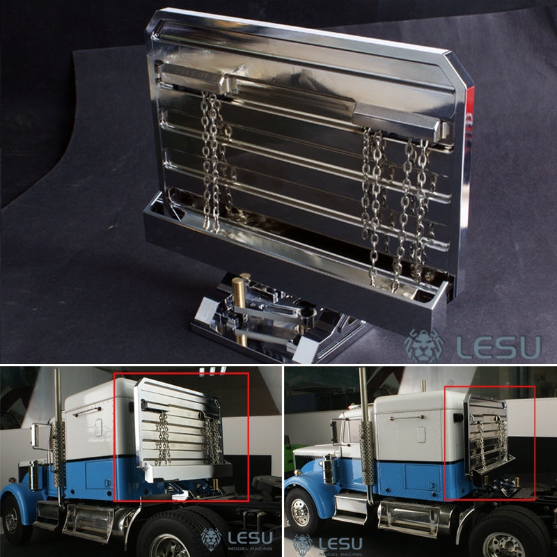LESU Metal Rear Front Bumper Plate Tool Box Air Filter Whistle Horn for 1/14 Tamiiya KING RC Tractor Truck Models 1PC Metal Rear Plate