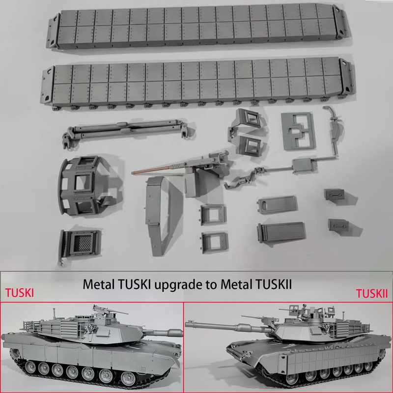 Metal M1A2 Abrams RC Tank Upgrade Part for Henglong Tamiiya Trumpeter 1/16 Plastic 3918 Tank to TUSKI TUSKII Replacement Decoration For Henglong Upgrading to M1A2 TUSKI