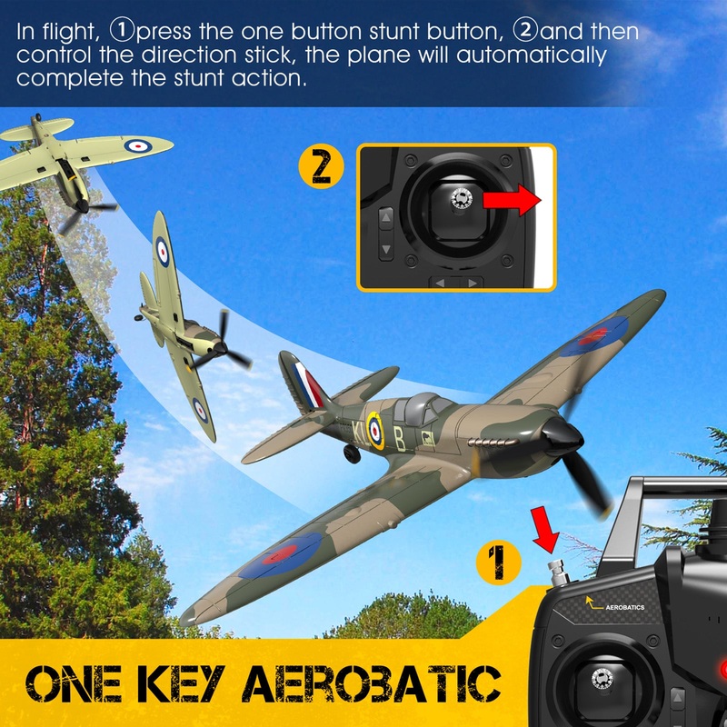 VOLANTEXRC RTF 2.4Ghz 4CH RC Aircraft  EPP Foam Military Airplane Model Spitfire for Beginners
