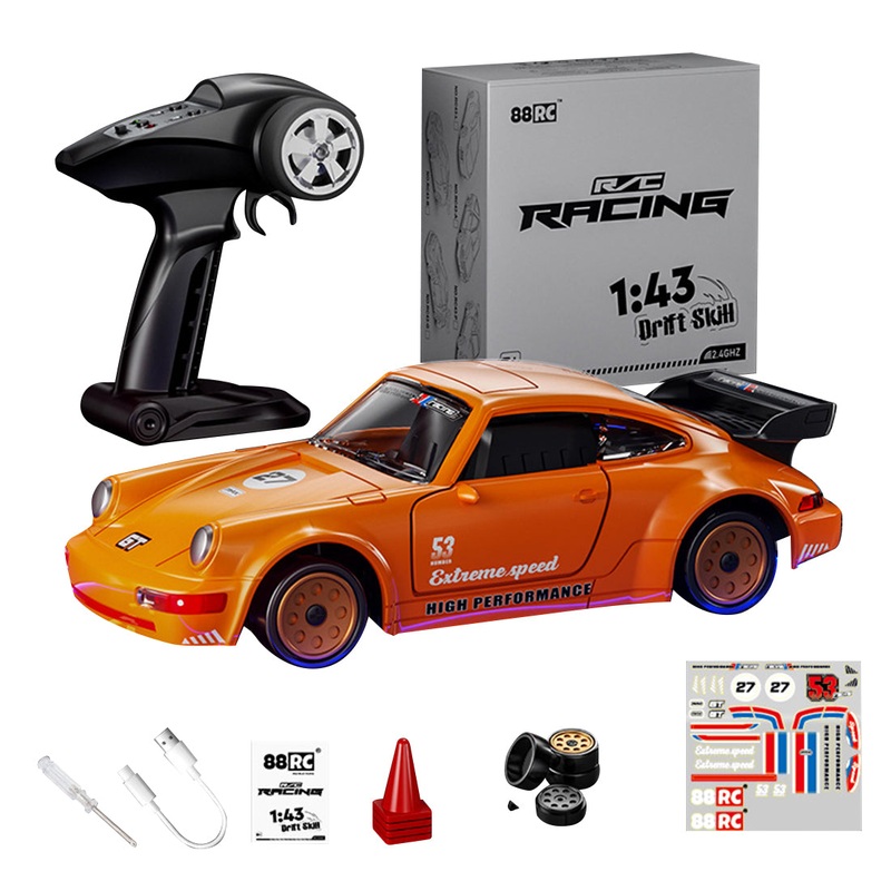1/43 Scale Full Proportional Alloy 911 Drift RC Racing Car RTR Gyroscope 2.4G 4WD Black