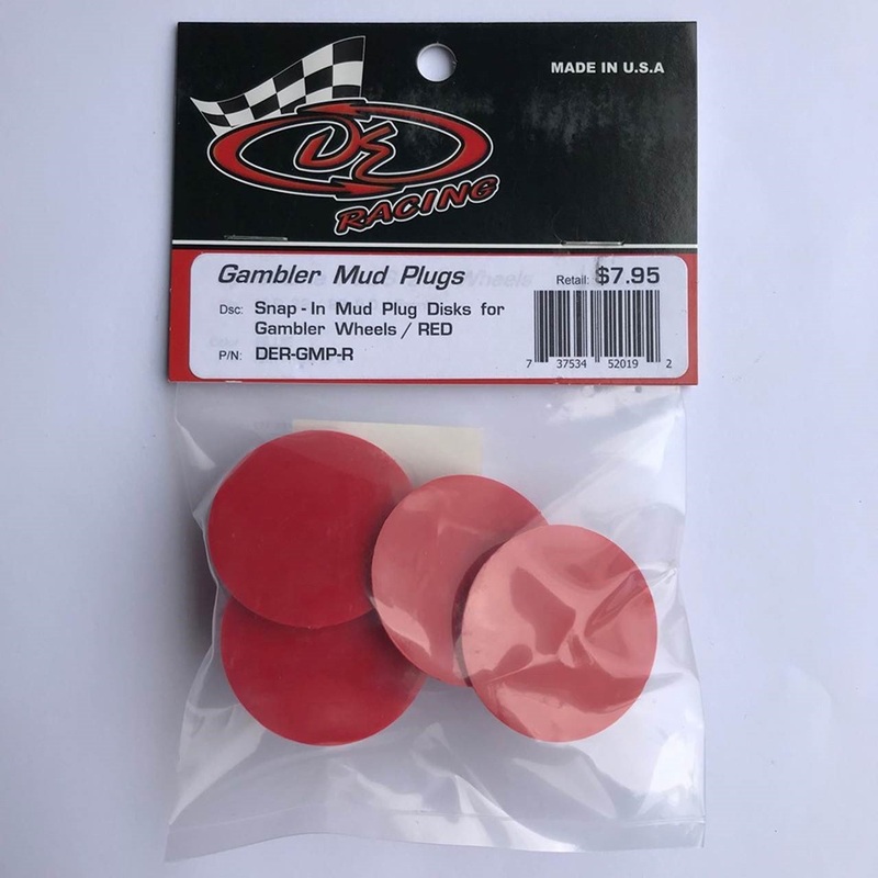 DER-GMP-R Snap-In Mud Plug Disk for Gambler WheelsRed