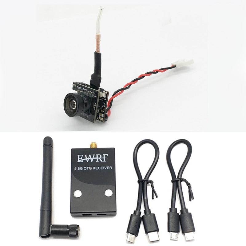 EWRF 5.8G 48CH 720*480 FPV UVC OTG Phone Receiver Video Downlink and 40CH 25mW 700TV Mini VTX Camera For RC Model Drone Car Part 25mw camera