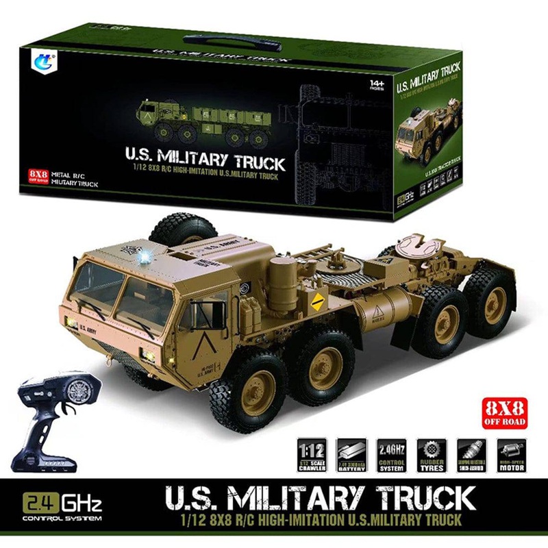 HG 1:12 8 x 8 R/C 2.4G Electric Remote Control Militray Truck Model All Terrin Truck Kit Desert Yellow