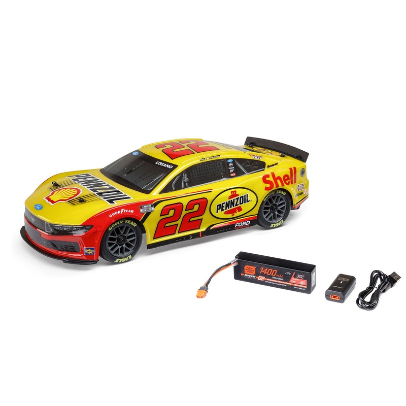 1/12 NASCAR RC Race Car Joey Logano No. 22 2025 Shell-Pennzoil Ford Mustang 2S AWD RTR Brushed On-Road (Battery & Charger Included), Yellow