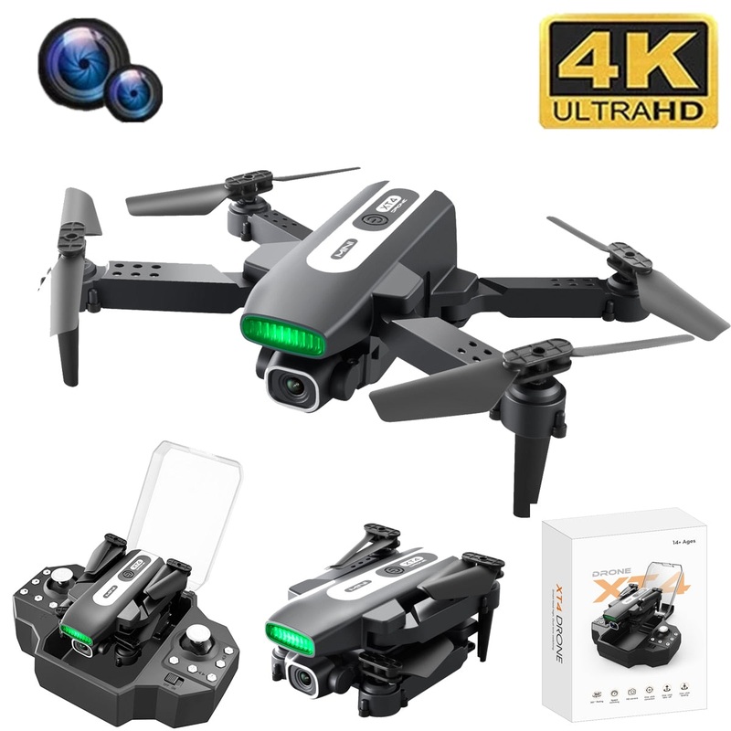 XT4 Mini Drone – 4K 1080P HD Camera WiFi Fpv Air Pressure Altitude Hold Foldable Quadcopter RC Dron Kid Toy Boys GIfts 4K one camera-1B