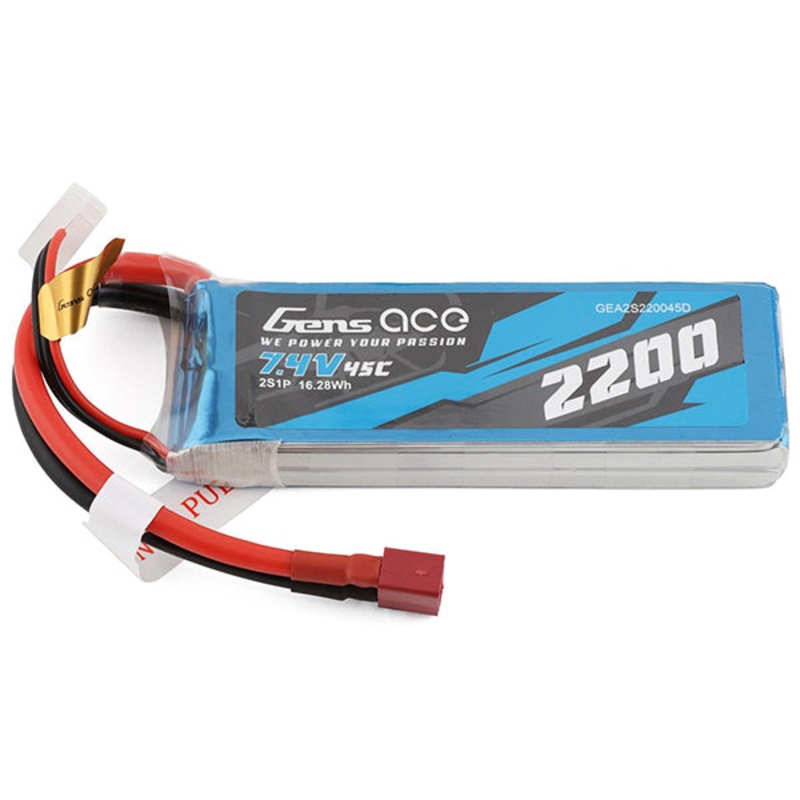 Gens Ace 2s LiPo Battery 45C (7.4V/2200mAh) w/T-Style Connector