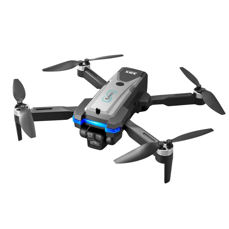 LS S8S Drone – 2.4G optical flow three-camera brushless drone with dual lens WIFI professional aerial photography drone Black 4K 1