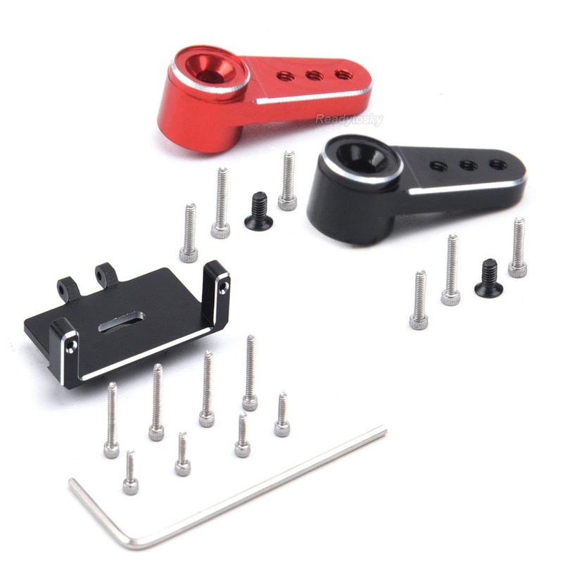 Metal Gear Servo with Mount & 15T Arm for RC Car Model Axial SCX24 Gladiator ES08MA II 12g Analog Upgrade Parts Servo Arm Red