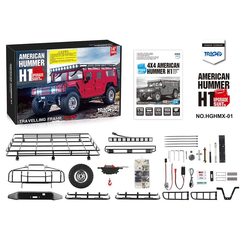Upgrade Accessories Kit for HG P415 1/10 4WD 30KM/H 2.4G Full Scale 4X4 American RC Car Model (with Frame, Capstan and Protective Rack) – Black