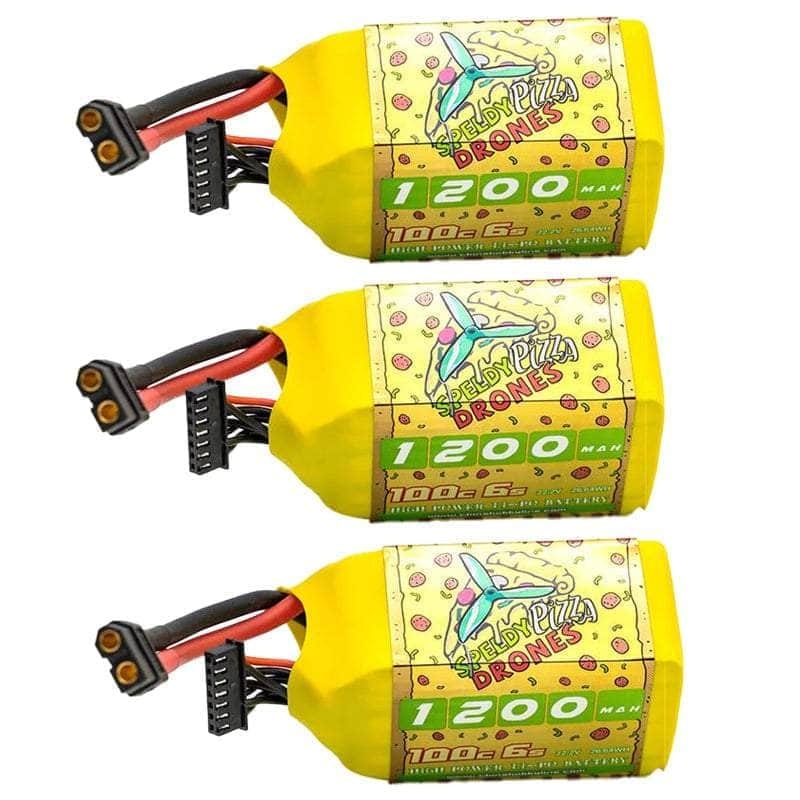 3 PACK of CNHL SpeedyPizza 22.2V 6S 1200mAh 100C LiPo Battery – XT60