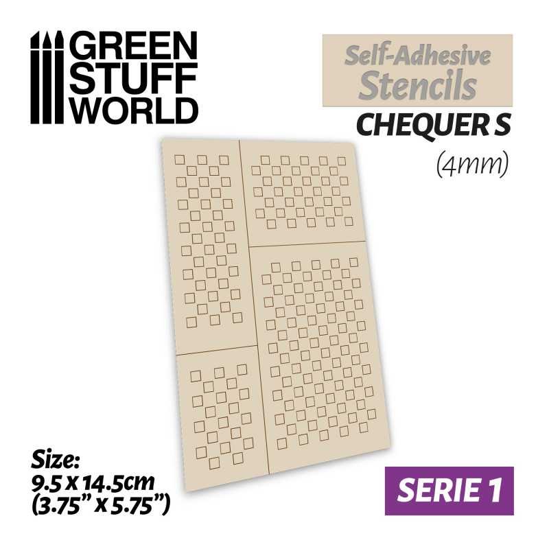 GREEN STUFF WORLD Self-adhesive stencils – Chequer S – 4mm