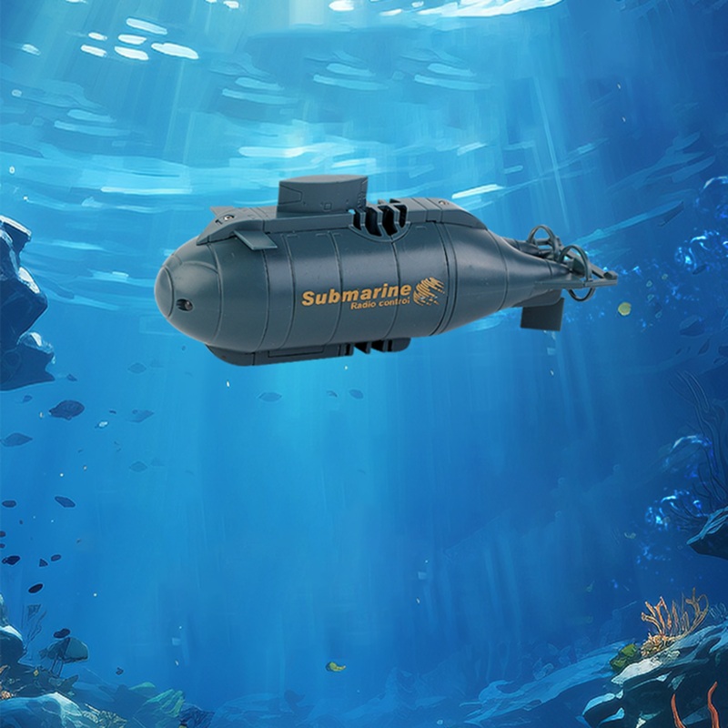 RC RTR Mini RC Submarine Dual Propellers Wireless Boat Remote Control Electric Diving Ships Lights Toy for Kids 12.5*4.5*3.5CM Black