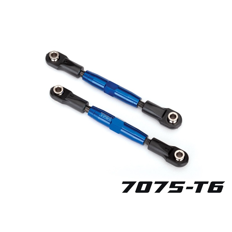 3643X – Traxxas Camber links, front (TUBES blue-anodized, 7075-T6 aluminum, stronger than titanium) (83mm) (2) / rod ends (4) / aluminum wrench (1) (#2579 3×15 BCS (4) required for installation)