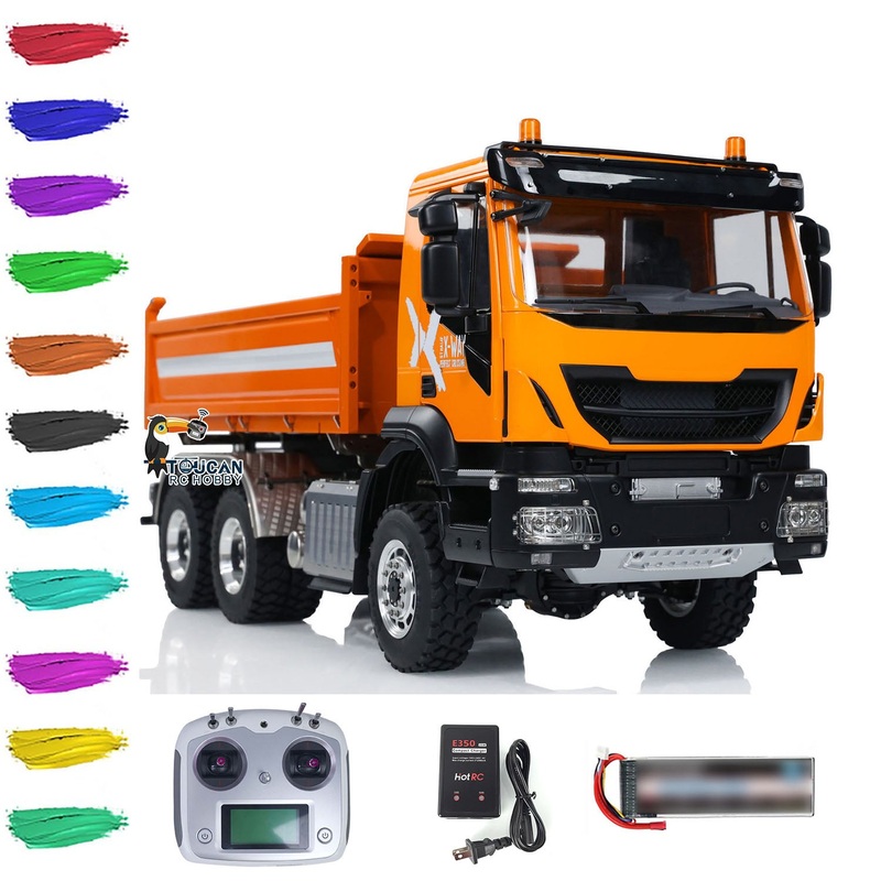 Customized LESU Metal 6×6 1/14 RC Hydraulic Equipment Dumper Car 3-way Radio Controlled Dump Truck Construction Vehicle DIY Model