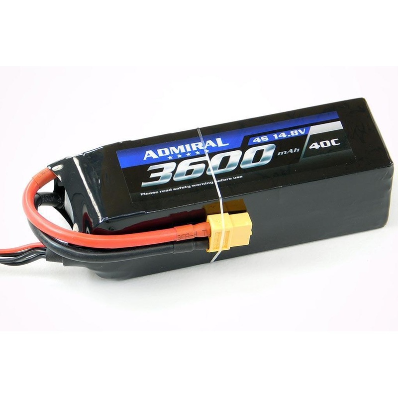 Admiral 3600mAh 4S 14.8V 40C LiPo Battery with XT60 Connector