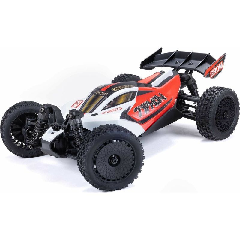 TYPHON GROM MEGA 380 Brushed 4X4 Small Scale Buggy RTR with Battery & Charger, Red/White