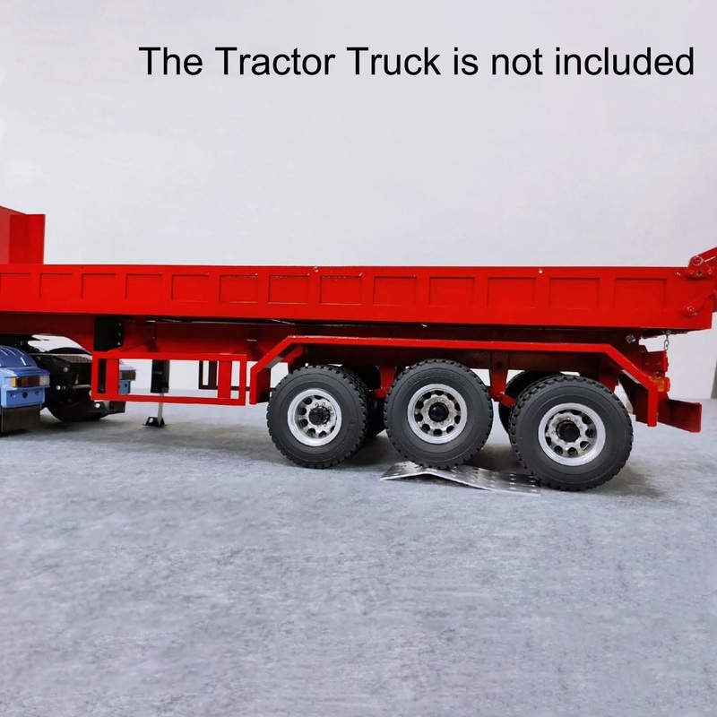 1/14 Metal 3Axles Remote Control Low Sided Hydraulic Dump Trailer Electric Legs Assembled for DIY Tamiya LESU RC Tractor Truck