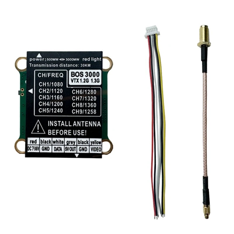 1.2G 1.3G 3W 9CH VTX – High Power 3000mw FPV Transmitter PAL/NTSC For DIY FPV Drone Random Color