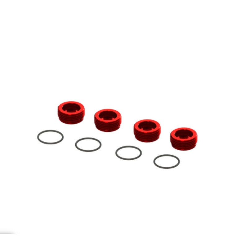 Aluminum Front Hub Nut Red (4) w/O-Rings: ARA320467