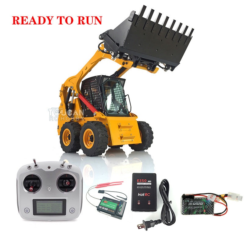 Customized 1/14 LESU Metal Aoue-LT5H Wheeled Skid-Steer Loader RC Hydraulic DIY Model Sound Light Tyres Hubs fork Bucket Gripper Blade Shovel Type 1: Unassembled & Painted Loader