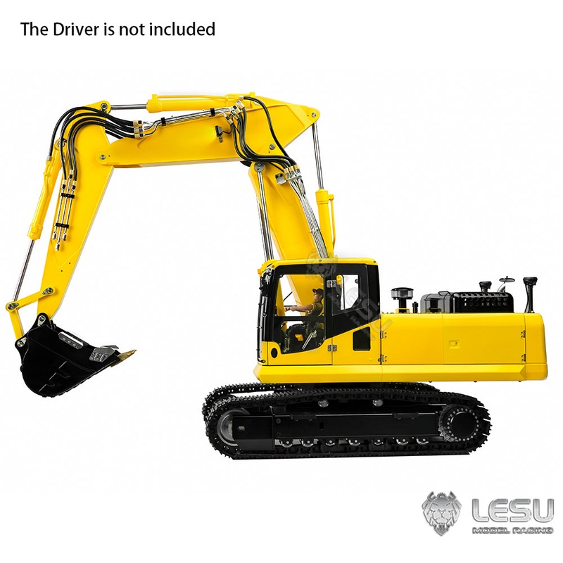LESU 1/14 RC 3 Arms Hydraulic Painted Excavators Digger Model Electric Kits Metal Protective Fence Tree Digging Tool Selector 1PC Painted & Assembled Excavator