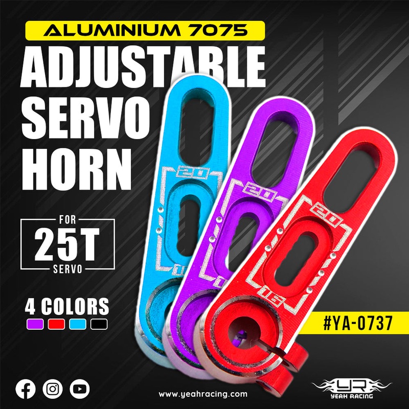 25T Aluminium 7075 Adjustable Servo Horn 15.5mm to 20mm (Purple, Red, Blue, Black) [Yeah Racing] YA-0737 Red