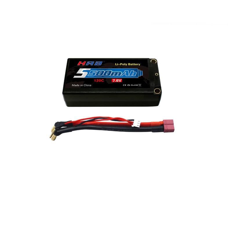 HRB 2S 7.6V 5500mah Hard Case Lipo Battery – 120C 5.0mm Bullet Connector RC Car RC Truck RC Truggy RC Airplane UAV Drone 1PCS XT60 China