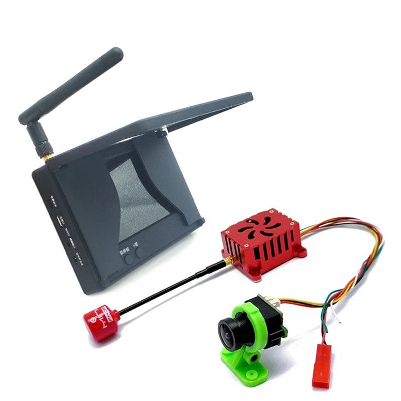 RXCRC 5.8G 48CH 1.6w VTX – Long Range Transmitter+CMOS 1000TVL FPV Camera+4.3 Inch Monitor Built-in Battery With a Light Shield fpv suit