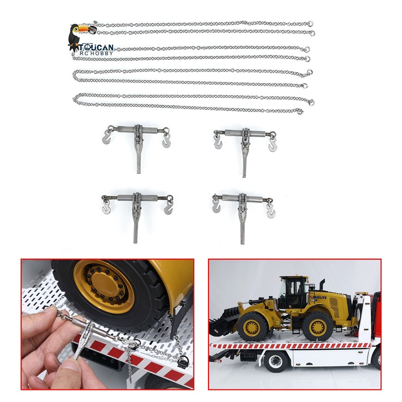 US STOCK Metal Ratchet Binders Transport Chains for 1/14 RC Truck Trailer Simulation Engineering Vehicles Model DIY Parts
