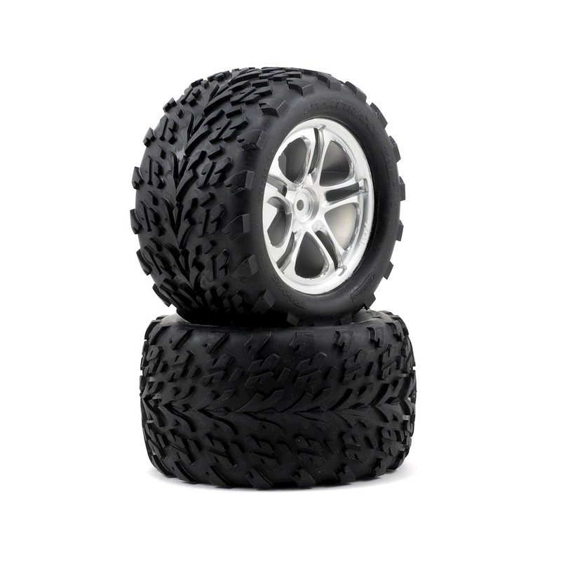 Traxxas Pre-Mounted 3.8 Talon Tire w/Split Spoke Wheel (Chrome) (2) 5174A