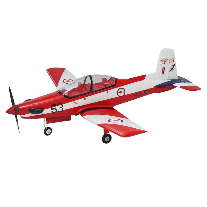 PC-9 V2 1200mm Wingspan Air Force Helicopter RC Airplane Trainer Plane Model PNP for Stable Outdoor Fly – Red