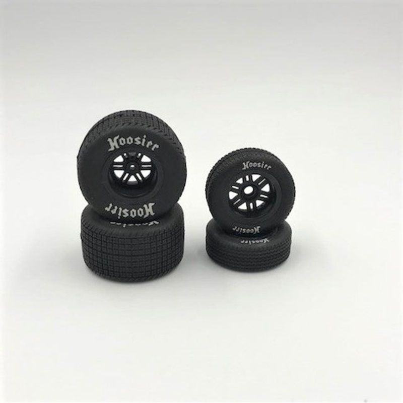1RC5523 FR/RR Tires & Wheels, Black, 1/18 Sprint