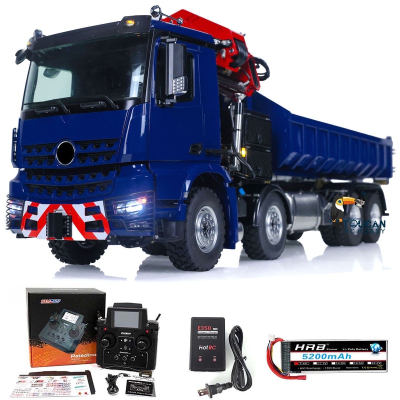 1/14 LESU RC 8×8 RTR Painted and Assembled Metal Hydraulic Crane Dumper Tipper Truck Sound Light System ECS Motor