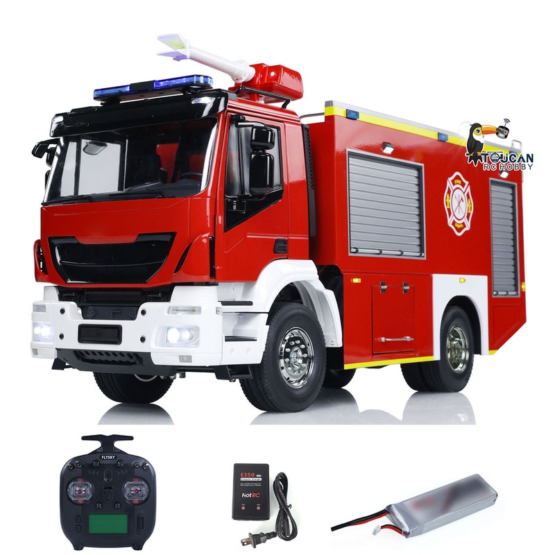 1/14 RC Fire Truck 4×2 Rescue Fire Vehicle 2-Speed Transmission Light Sound ST8 Remote Control System Emulated Car Hobby Models Comes WITHOUT Battery & Charger