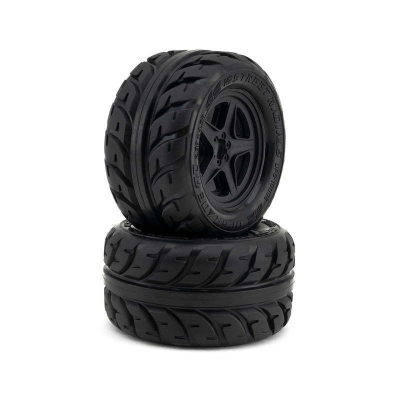 UpGrade RC Low-Pro BELTED Street Radials 2.8″ Pre-Mounted On-Road Tires w/5-Star Wheels (2) (17mm/14mm/12mm Hex)