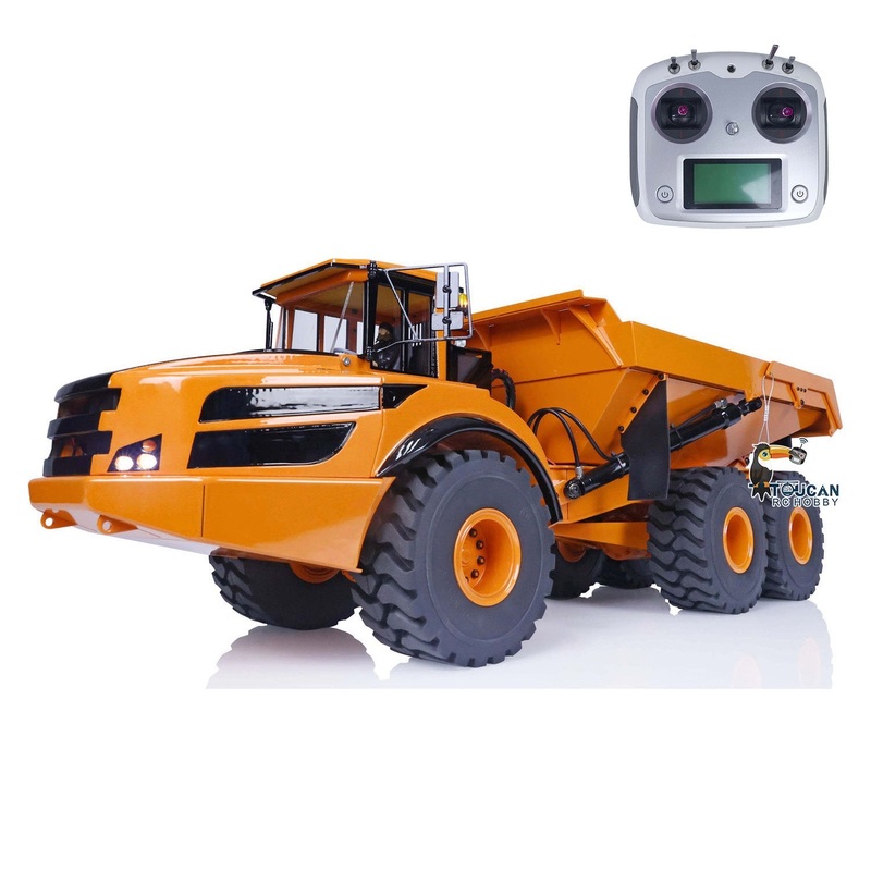 XDRC 1/14 Remote Control Dump Truck 6X6 RC Hydraulic Articulated Vehicle A40G Model Construction Truck Light Sound Painted Assembled Radio Controlled Model Orange