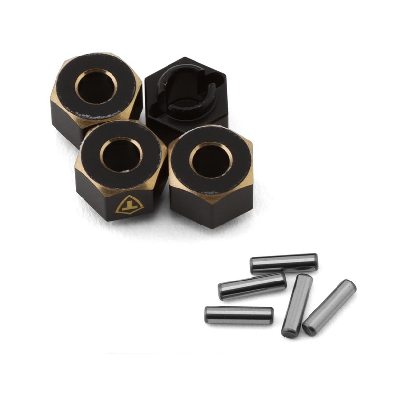 Treal Hobby Extended Brass Wheel Hub Hex for Traxxas TRX-4M (Black) (4) (1.3g) (+6mm Offset)