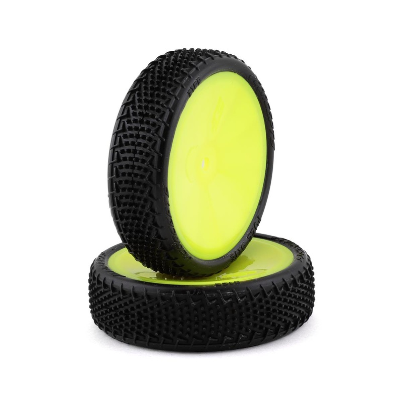 3165-201011 JConcepts Fuzz Bite LP 2.2 Mounted 2WD Front Buggy Tire (Yellow) (2) (Pink) (Carpet) w/12mm Hex