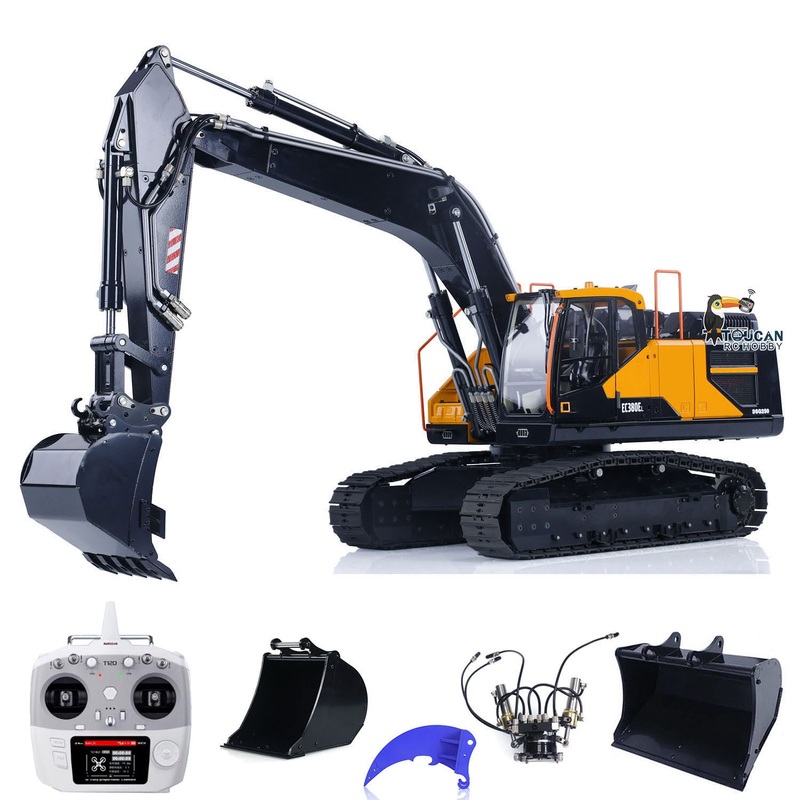 Metal MTMODEL 1/14 2 Arms RC Hydraulic Excavator EC380 Tracked Electric Wireless Control Digger Heavy Machine Vehicles Model Yellow